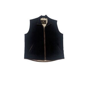 Loro Piana Womens L Large 100% Cashmere Quilted Lined Navy Blue Zip Sweater Vest